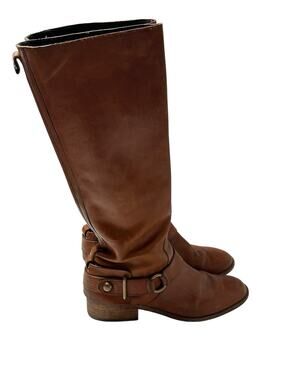 Coach Natale Harness Riding Boots Women 7.5B Cognac Leather Knee High Equestrian